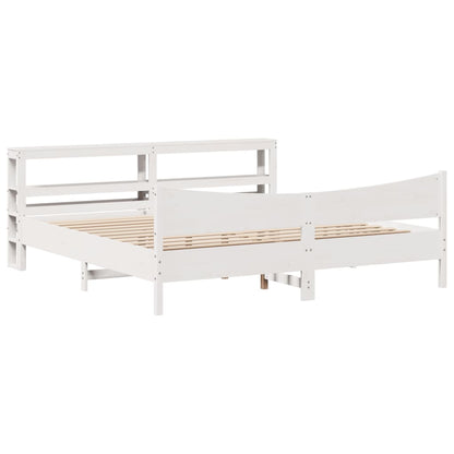 Giroletto con Testiera Bianco 200x200 cm Legno Massello di Pino - homemem39