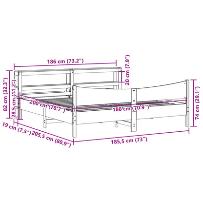 Giroletto con Testiera Bianco 180x200 cm Massello Pino - homemem39