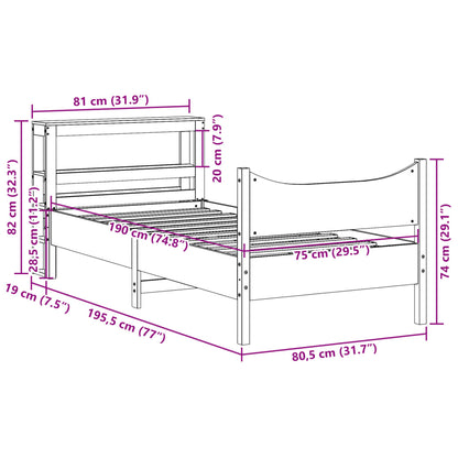 Giroletto con Testiera 75x190 cm in Legno Massello di Pino | homemem39