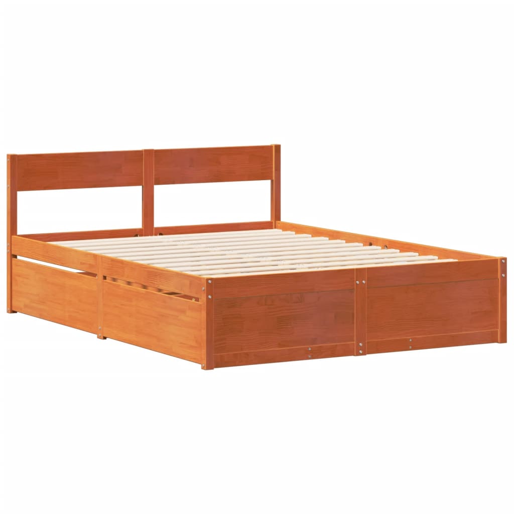 Letto senza Materasso Marrone Cera 160x200 cm in Legno di Pino - homemem39