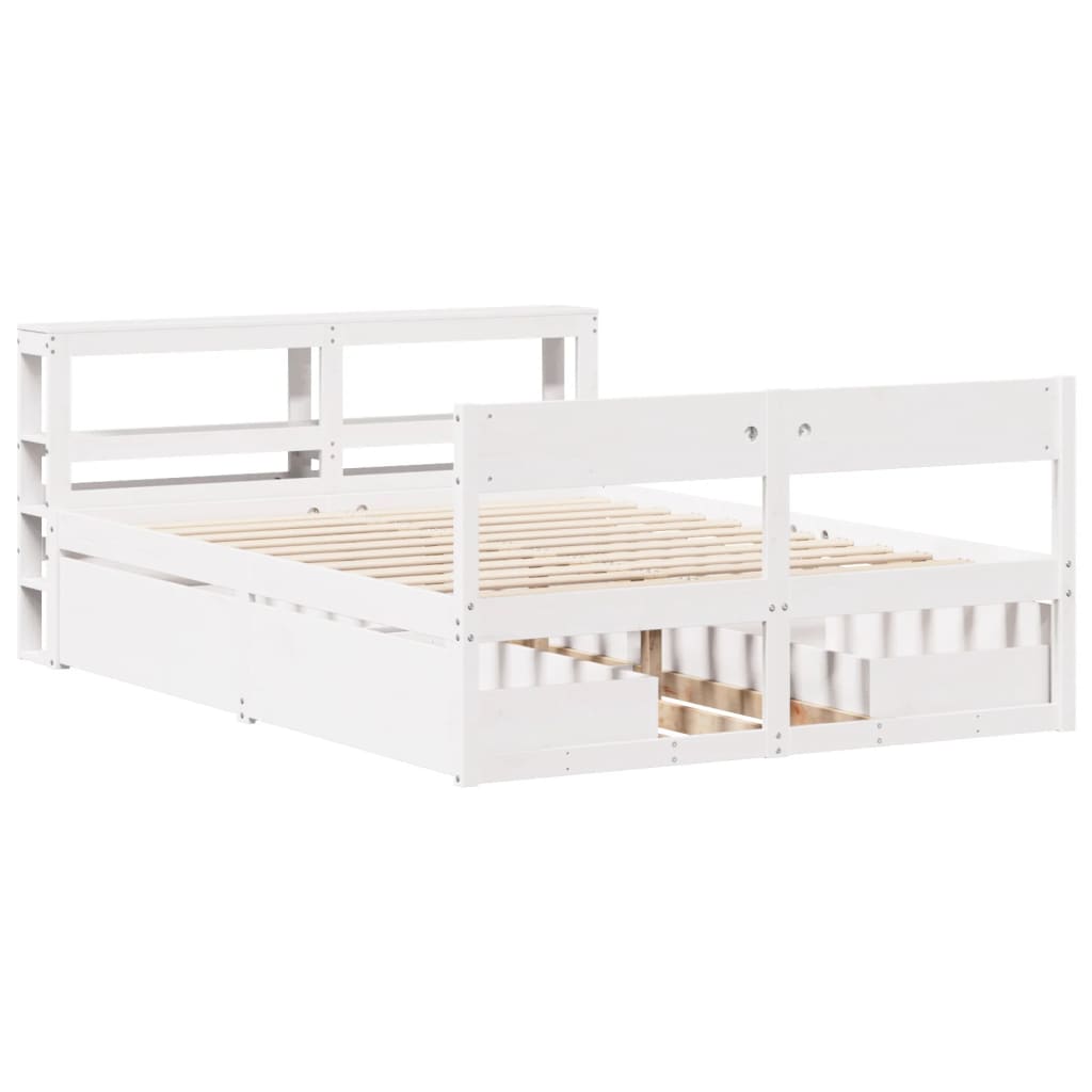 Letto senza Materasso Bianco 140x200 cm Legno Massello di Pino - homemem39