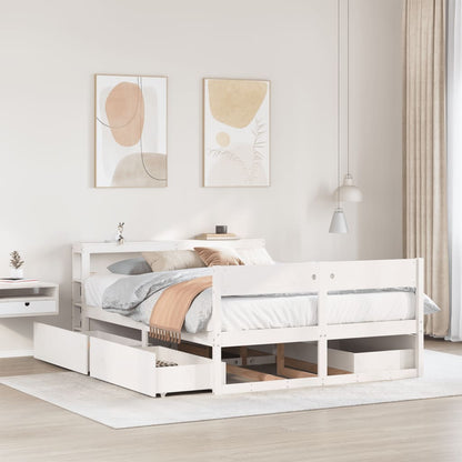 Letto senza Materasso Bianco 140x200 cm Legno Massello di Pino - homemem39
