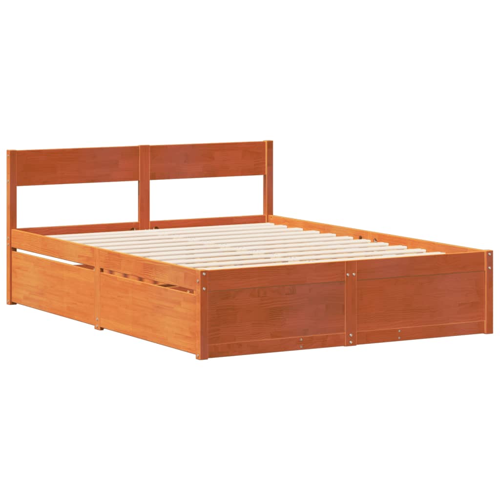 Letto senza Materasso Marrone Cera 140x190 cm in Legno di Pino - homemem39