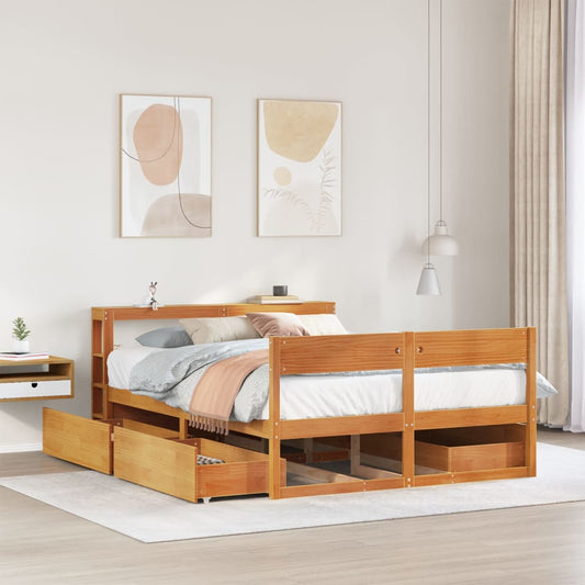Letto senza Materasso Marrone Cera 140x190 cm in Legno di Pino - homemem39