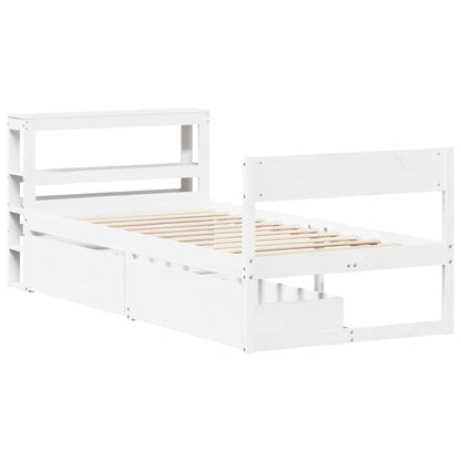Letto senza Materasso Bianco 90x190 cm in Legno Massello Pino - homemem39