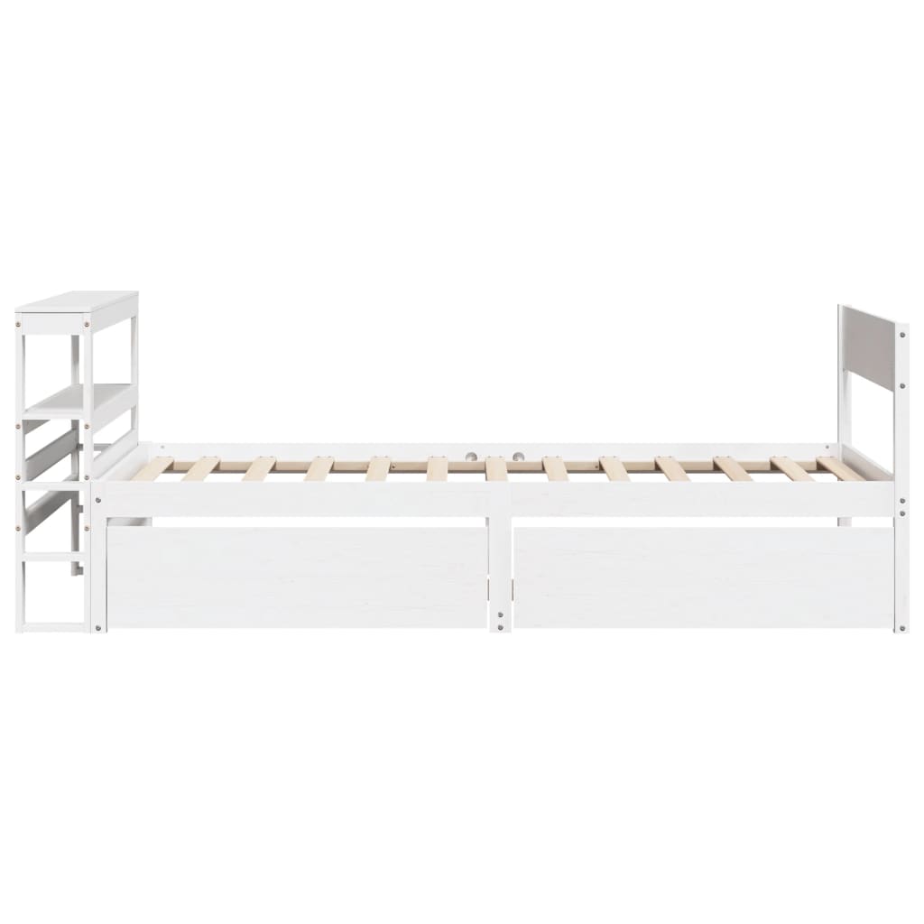Letto senza Materasso Bianco 75x190 in Legno Massello di Pino