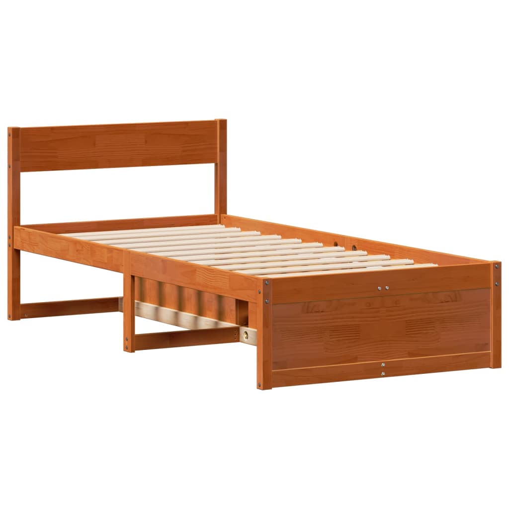 Letto senza Materasso Marrone Cera 75x190 cm in Legno di Pino - homemem39
