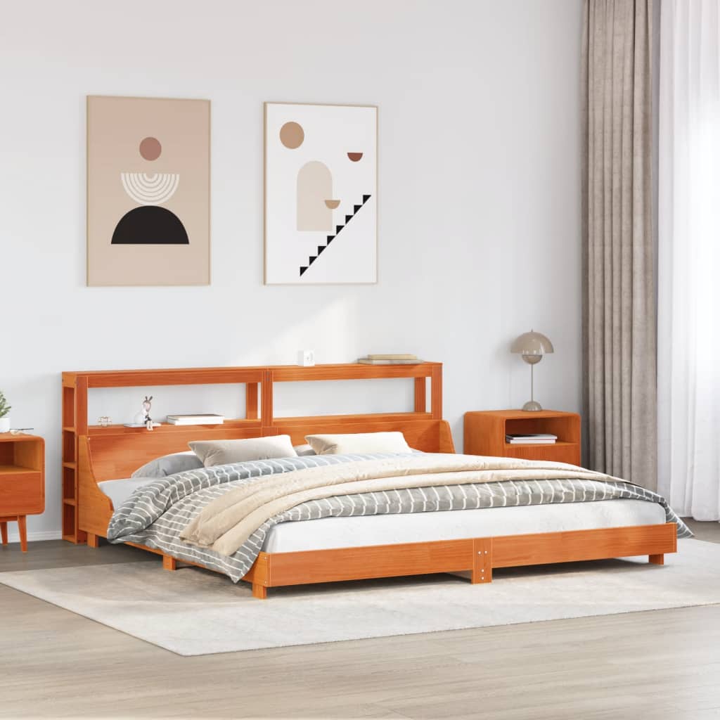 Letto senza Materasso Marrone Cera 200x200 cm in Legno di Pino - homemem39