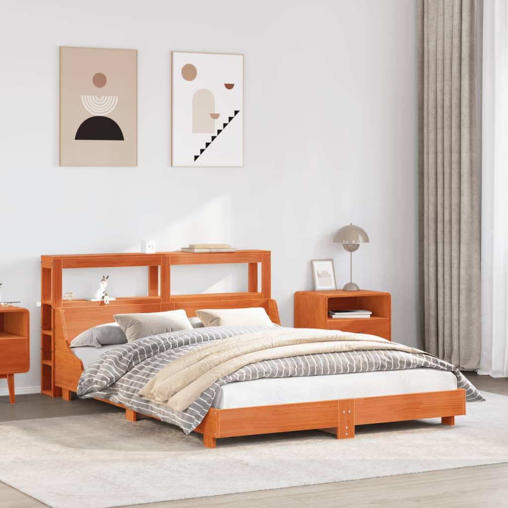 Letto senza Materasso Marrone Cera 150x200 cm in Legno di Pino - homemem39