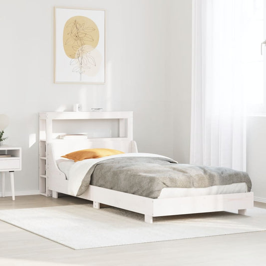 Letto senza Materasso Bianco 90x190 cm in Legno Massello Pino - homemem39