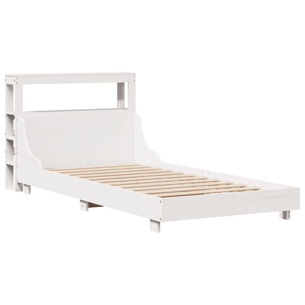 Letto senza Materasso Bianco 75x190 in Legno Massello di Pino - homemem39