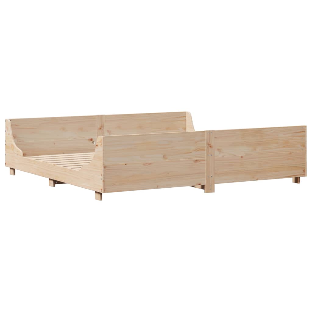 Letto senza Materasso 200x200 cm in Legno Massello di Pino - homemem39