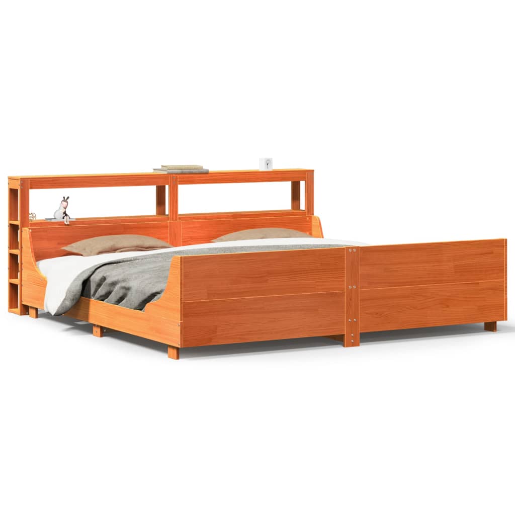 Letto senza Materasso Marrone Cera 200x200 cm in Legno di Pino - homemem39