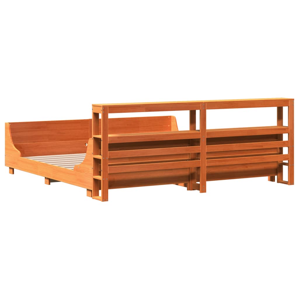 Letto senza Materasso Marrone Cera 200x200 cm in Legno di Pino - homemem39
