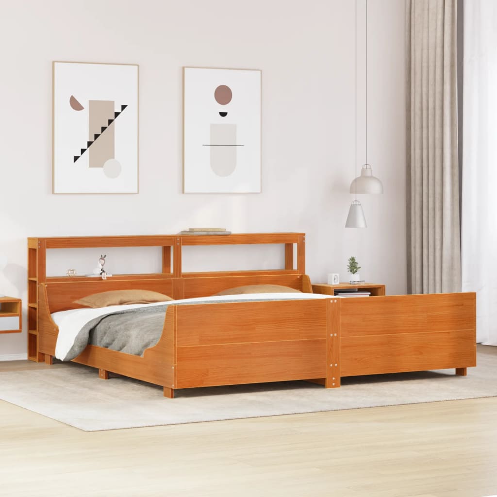 Letto senza Materasso Marrone Cera 200x200 cm in Legno di Pino - homemem39