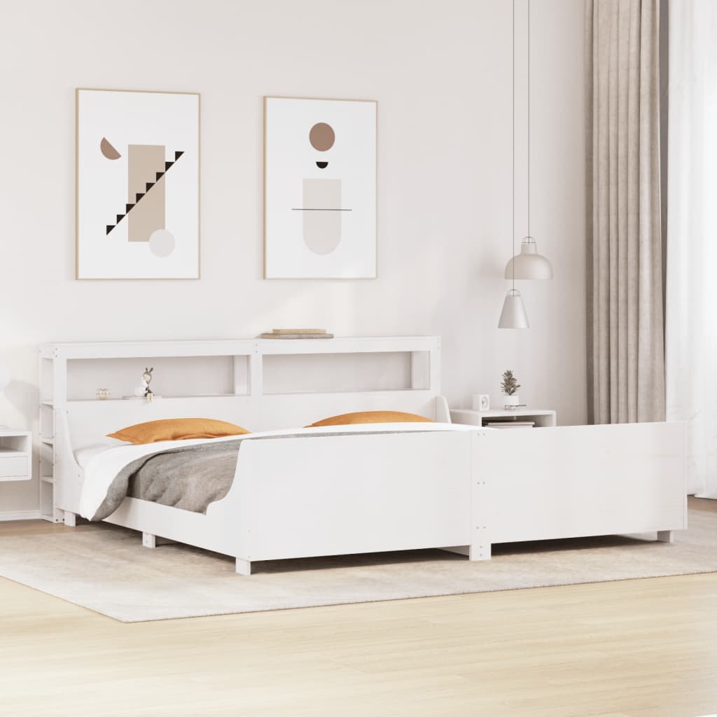 Letto senza Materasso Bianco 180x200 cm Legno Massello di Pino - homemem39