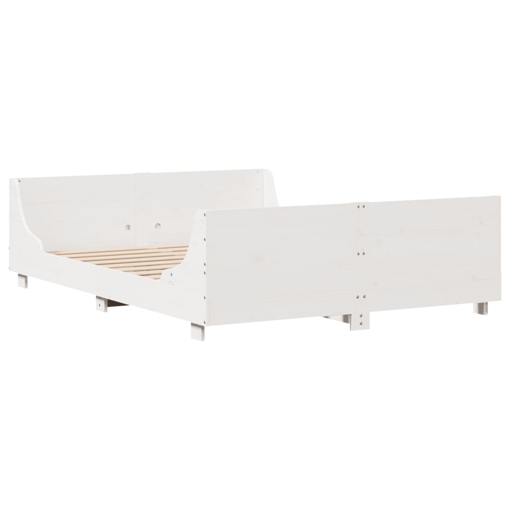 Letto senza Materasso Bianco 150x200 cm Legno Massello di Pino - homemem39