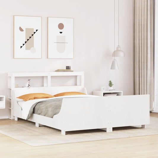 Letto senza Materasso Bianco 150x200 cm Legno Massello di Pino - homemem39