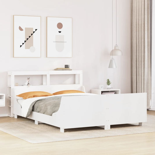 Letto senza Materasso Bianco 140x190 cm Legno Massello di Pino - homemem39