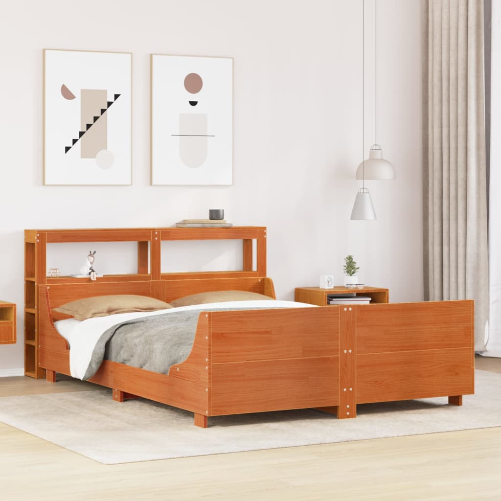 Letto senza Materasso Marrone Cera 135x190 cm in Legno di Pino - homemem39