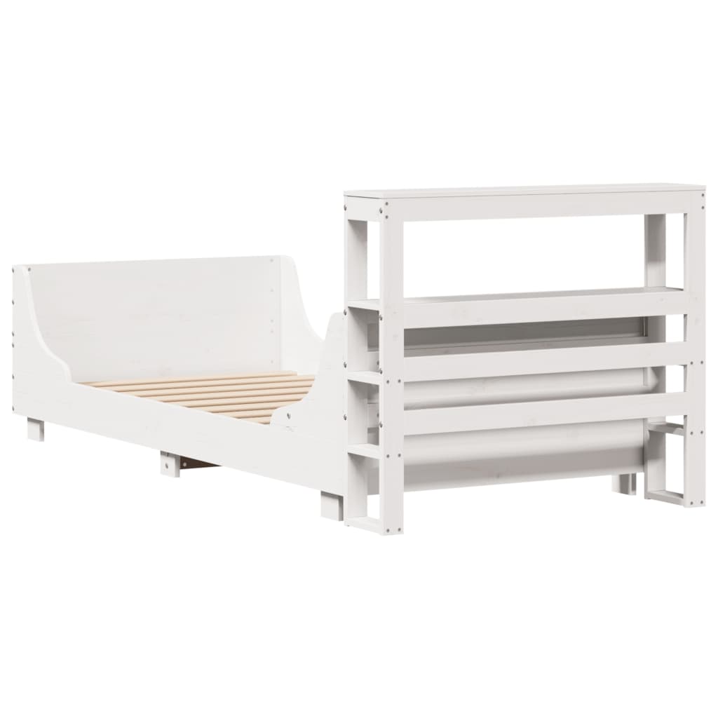 Letto senza Materasso Bianco 90x190 cm in Legno Massello Pino - homemem39