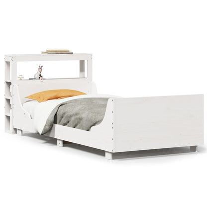 Letto senza Materasso Bianco 75x190 in Legno Massello di Pino - homemem39