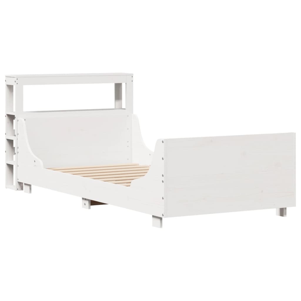 Letto senza Materasso Bianco 75x190 in Legno Massello di Pino - homemem39