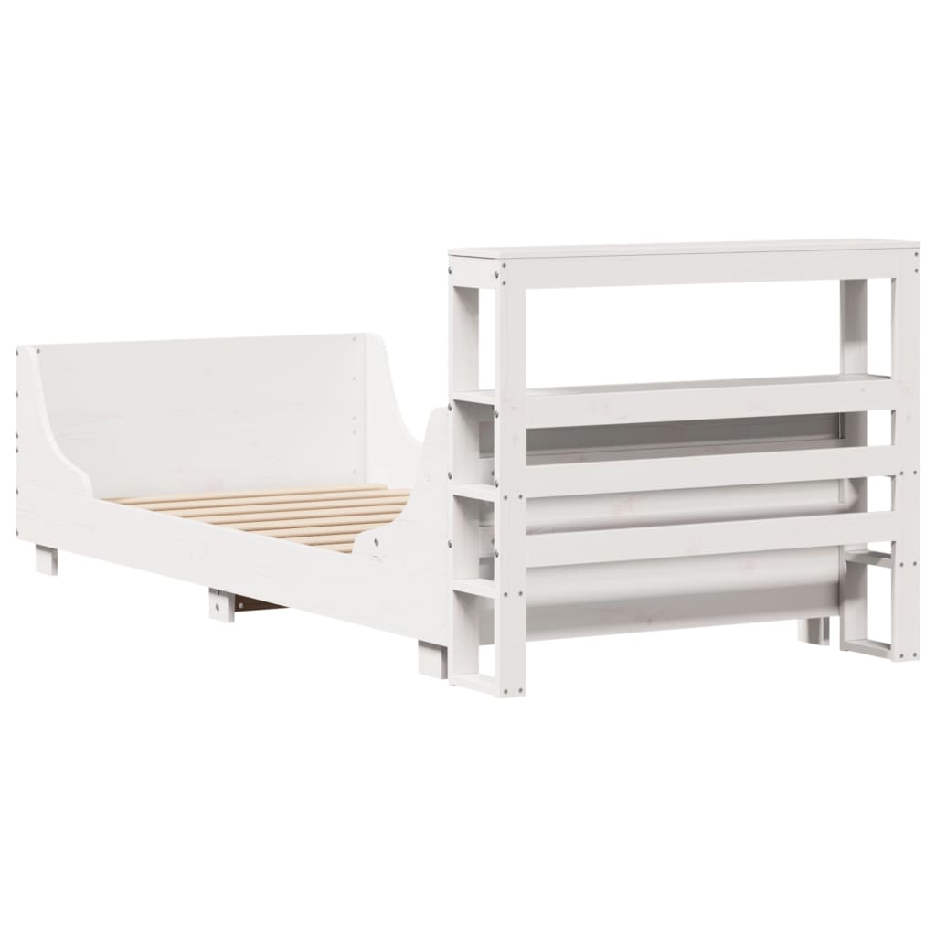 Letto senza Materasso Bianco 75x190 in Legno Massello di Pino - homemem39