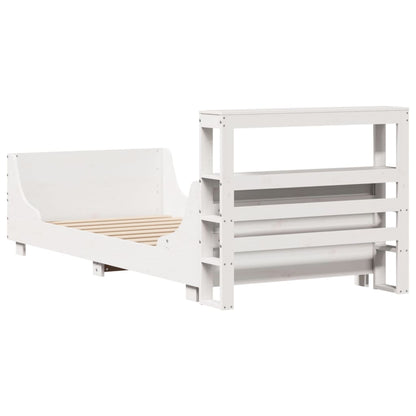 Letto senza Materasso Bianco 75x190 in Legno Massello di Pino - homemem39