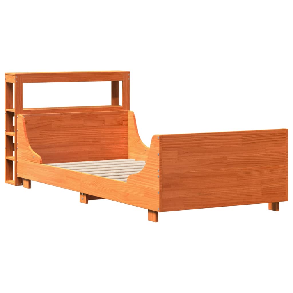 Letto senza Materasso Marrone Cera 75x190 cm in Legno di Pino - homemem39