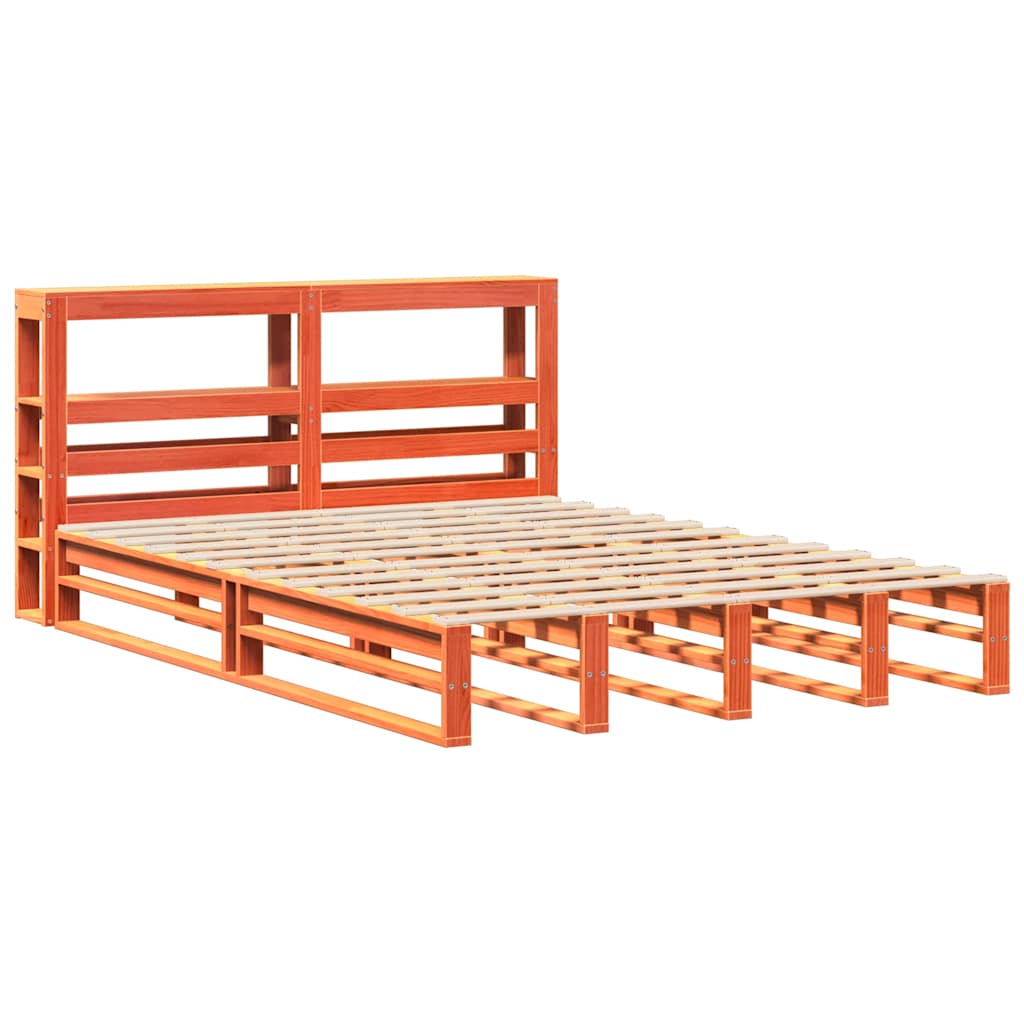 Giroletto con Testiera Marrone Cera 150x200 cm Massello Pino | homemem39