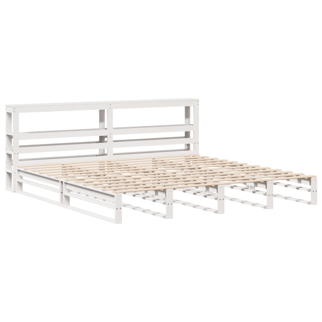 Giroletto con Testiera Bianco 200x200 cm Legno Massello di Pino | homemem39