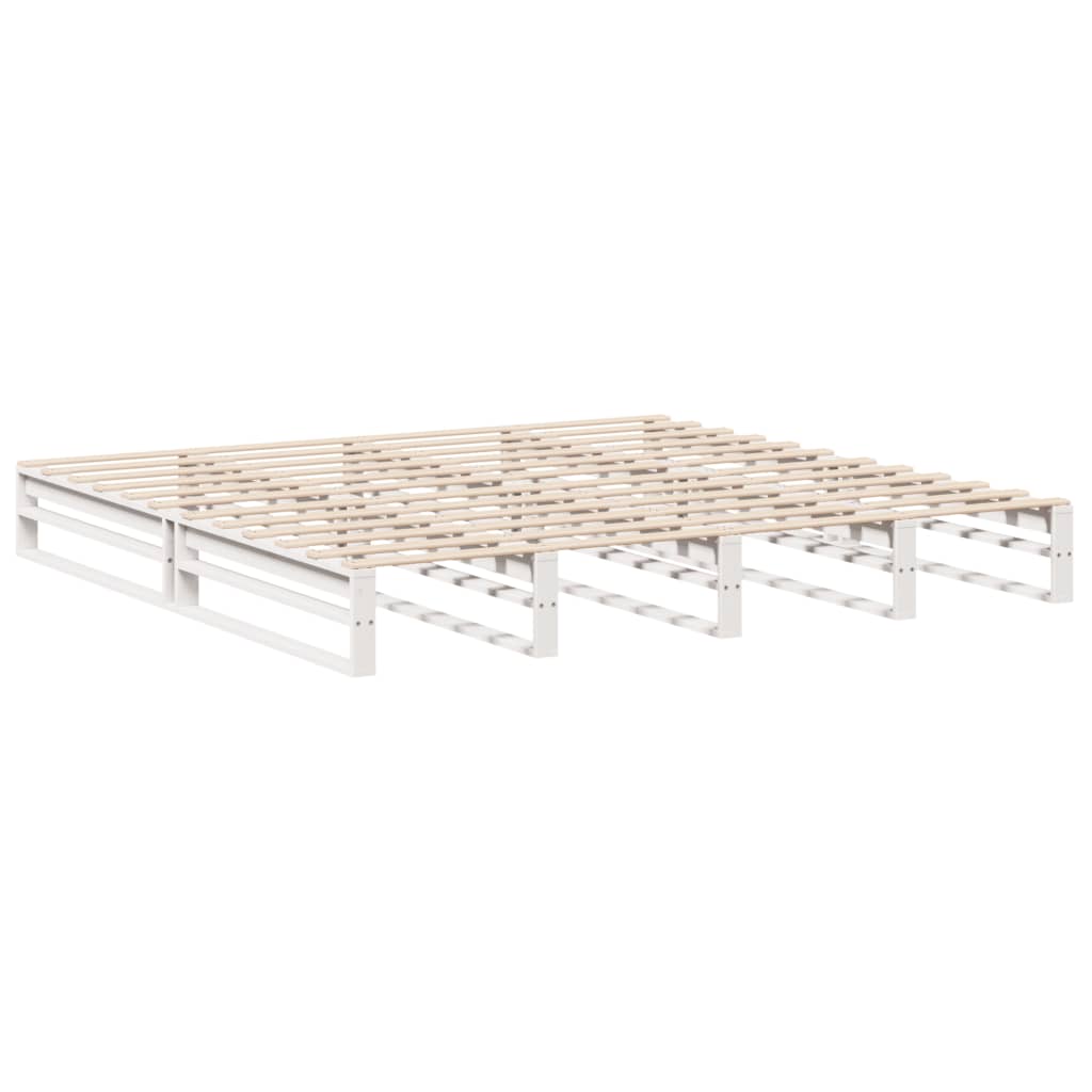 Giroletto con Testiera Bianco 200x200 cm Legno Massello di Pino | homemem39