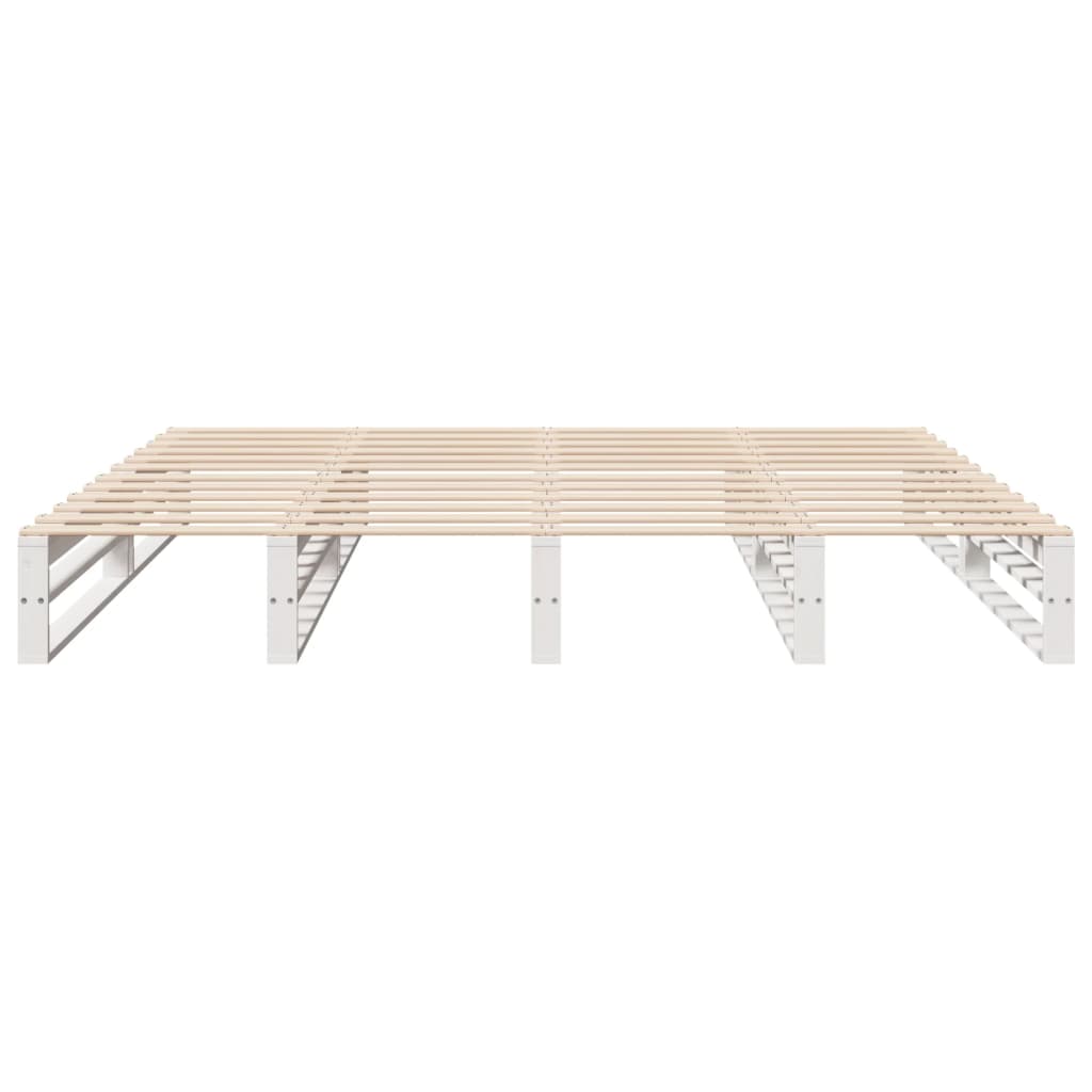 Giroletto con Testiera Bianco 200x200 cm Legno Massello di Pino | homemem39