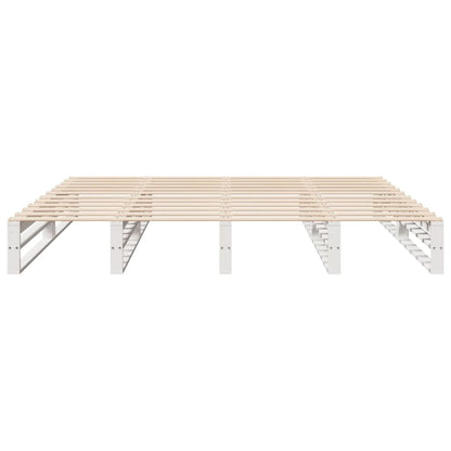 Giroletto con Testiera Bianco 200x200 cm Legno Massello di Pino | homemem39