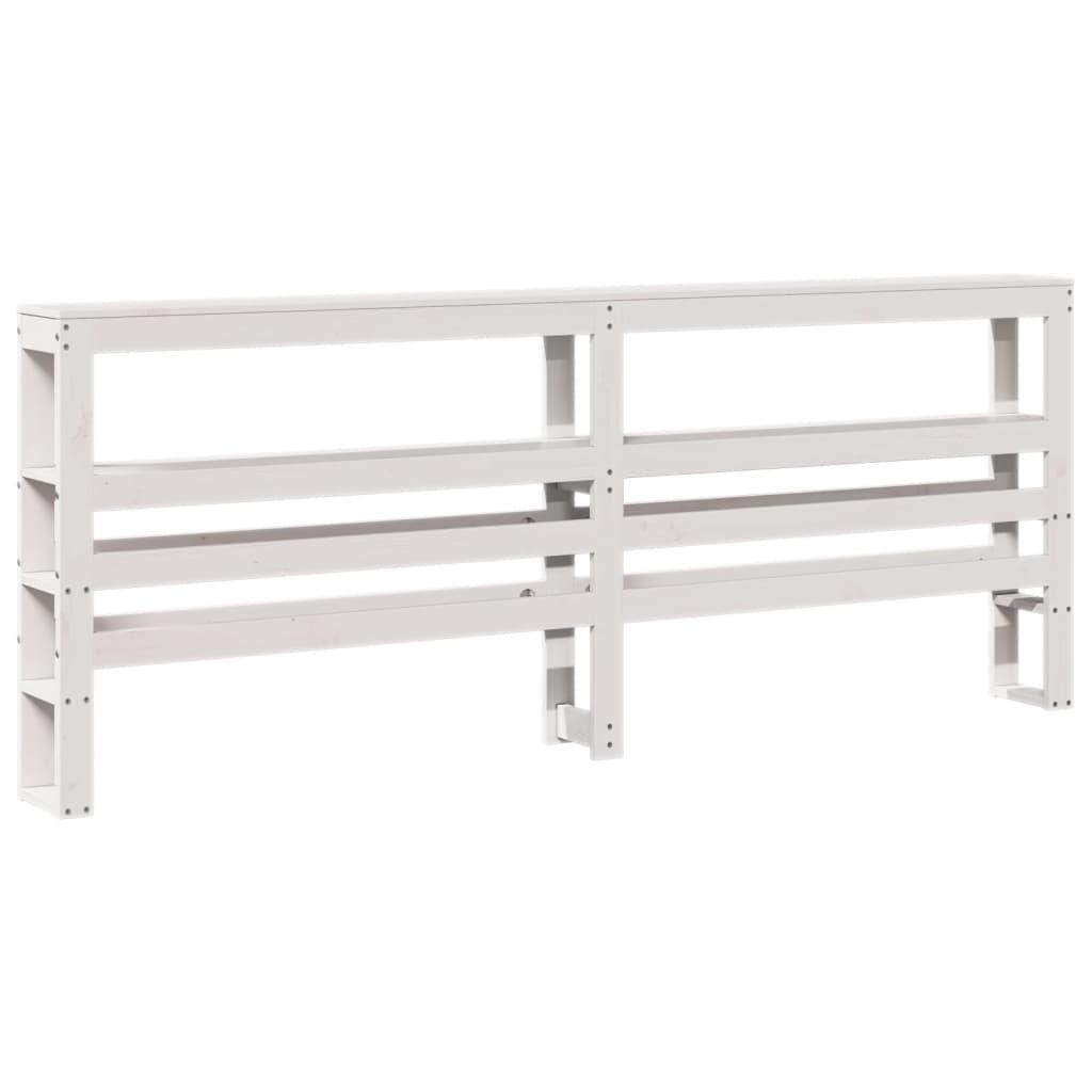 Giroletto con Testiera Bianco 200x200 cm Legno Massello di Pino | homemem39