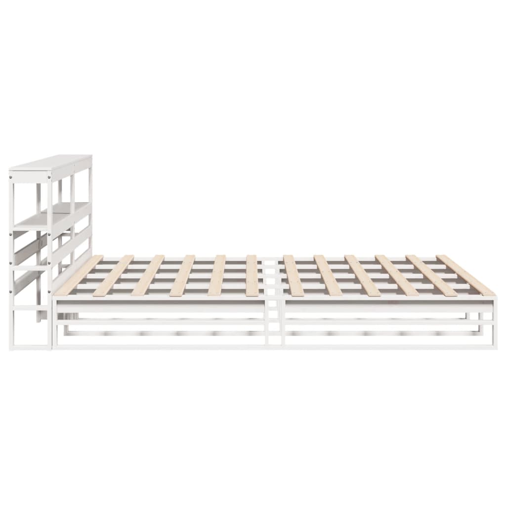Giroletto con Testiera Bianco 200x200 cm Legno Massello di Pino | homemem39