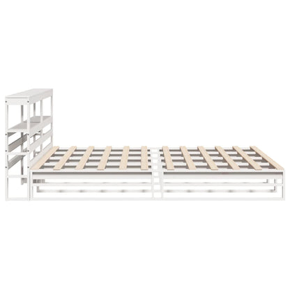 Giroletto con Testiera Bianco 200x200 cm Legno Massello di Pino | homemem39