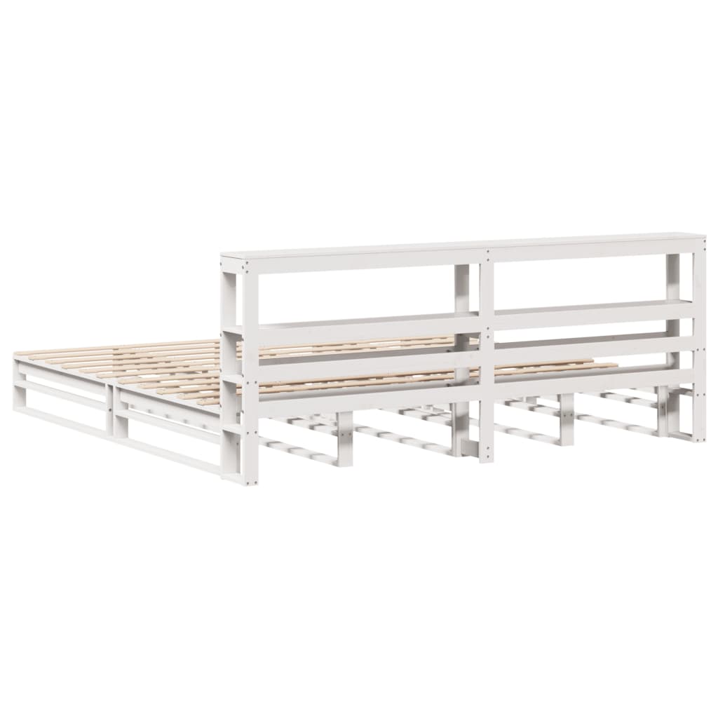 Giroletto con Testiera Bianco 200x200 cm Legno Massello di Pino | homemem39