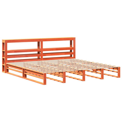Giroletto con Testiera Marrone Cera 200x200 cm Massello Pino | homemem39
