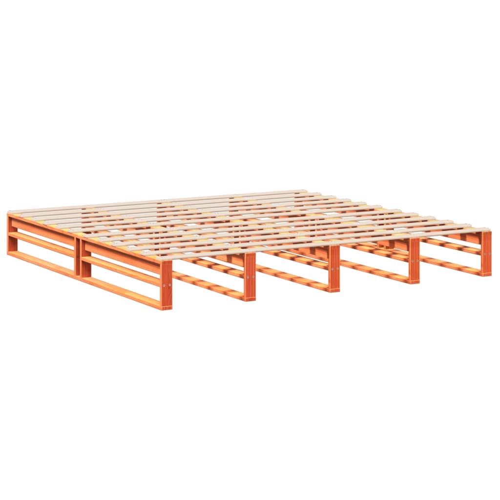 Giroletto con Testiera Marrone Cera 200x200 cm Massello Pino | homemem39