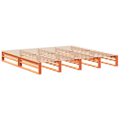 Giroletto con Testiera Marrone Cera 200x200 cm Massello Pino | homemem39