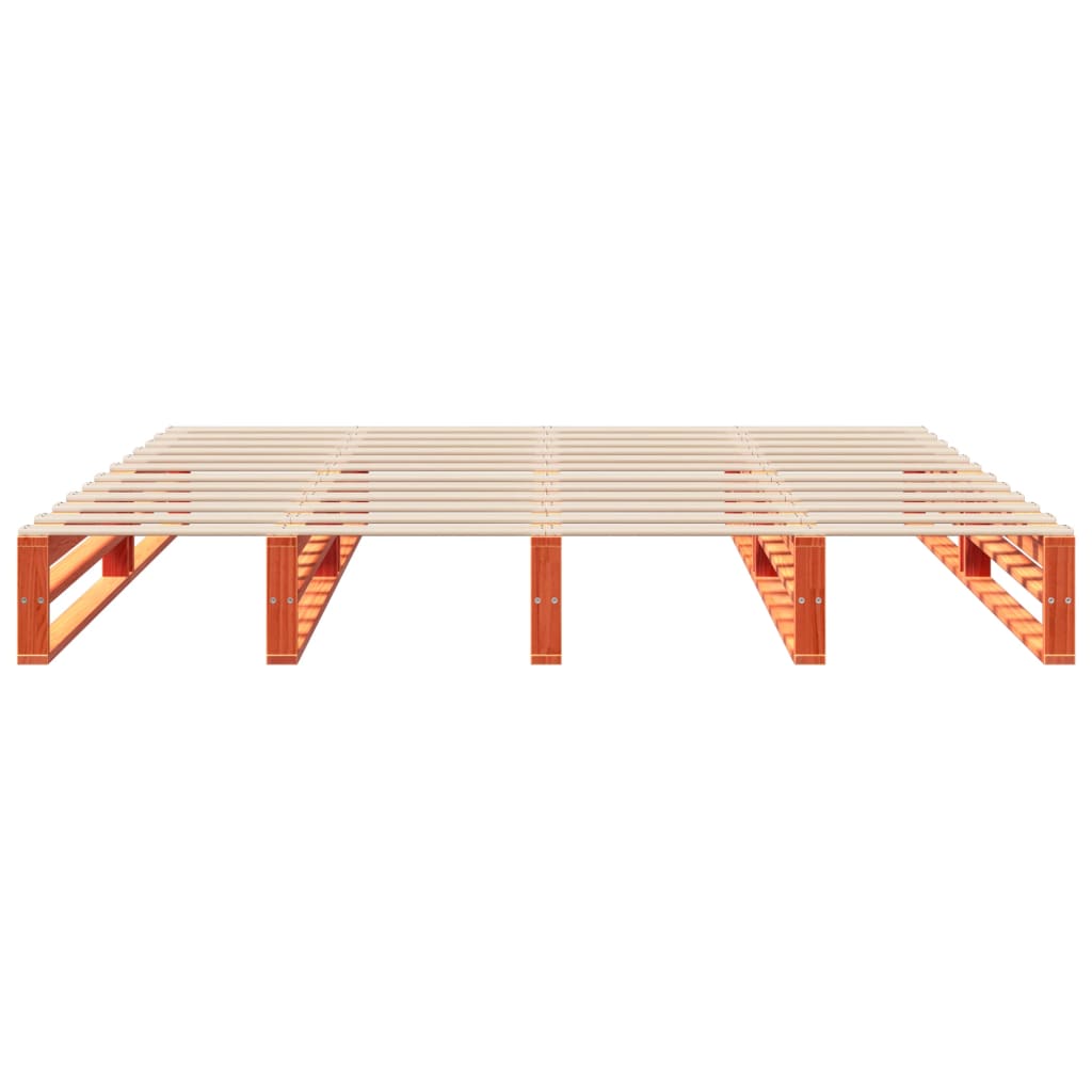 Giroletto con Testiera Marrone Cera 200x200 cm Massello Pino | homemem39