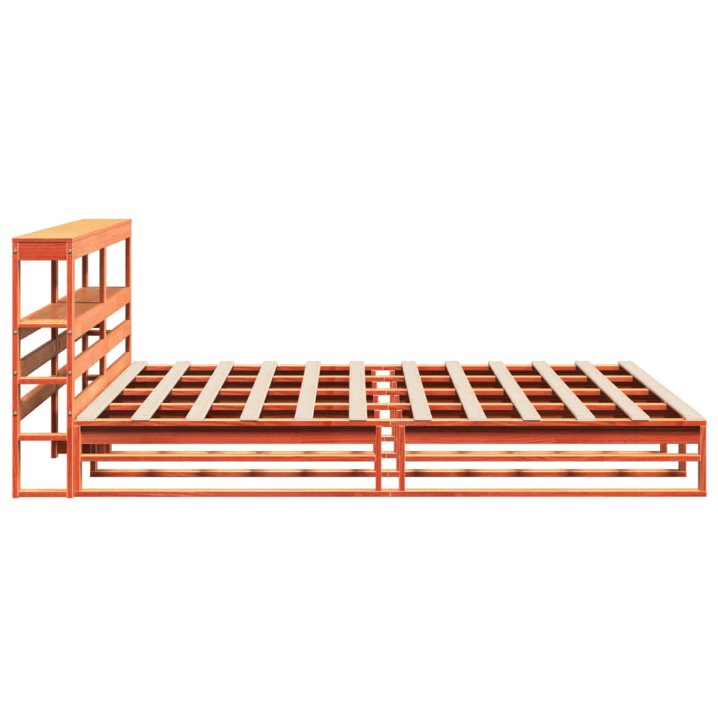 Giroletto con Testiera Marrone Cera 200x200 cm Massello Pino | homemem39
