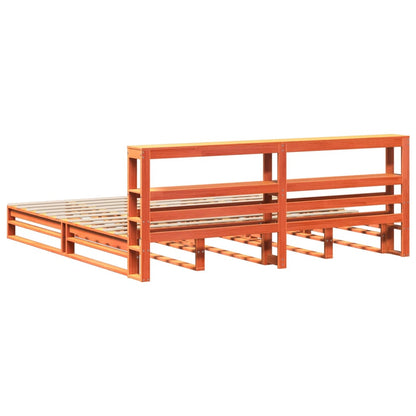 Giroletto con Testiera Marrone Cera 200x200 cm Massello Pino | homemem39