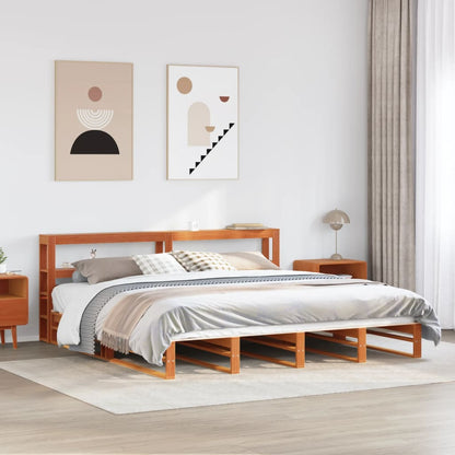 Giroletto con Testiera Marrone Cera 200x200 cm Massello Pino | homemem39