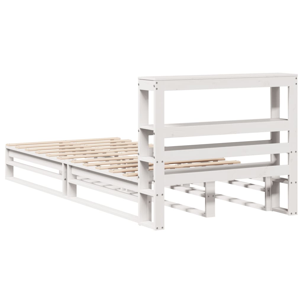 Letto senza Materasso Bianco 75x190 in Legno Massello di Pino - homemem39