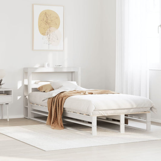 Letto senza Materasso Bianco 75x190 in Legno Massello di Pino - homemem39
