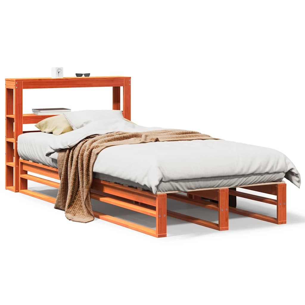 Letto senza Materasso Marrone Cera 75x190 cm in Legno di Pino | homemem39