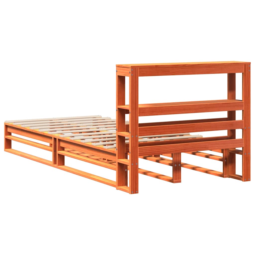 Letto senza Materasso Marrone Cera 75x190 cm in Legno di Pino | homemem39